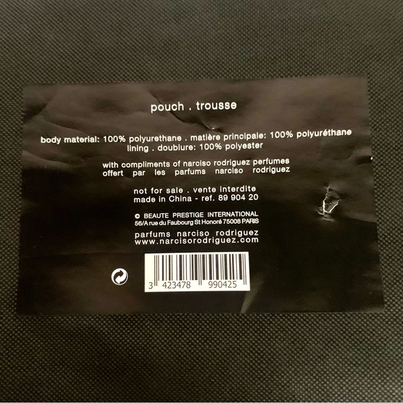 Narciso Rodriguez Parfums Black Faux Leather Wristlet Clutch Cosmetic Pouch - Picture 8 of 10